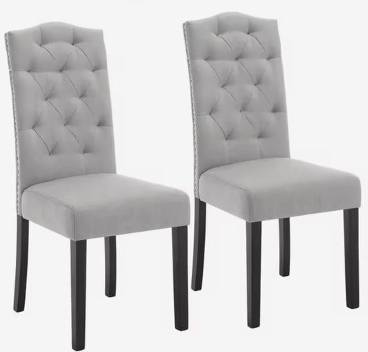 Light Gray Linen Chairs (set of 2) Open Box