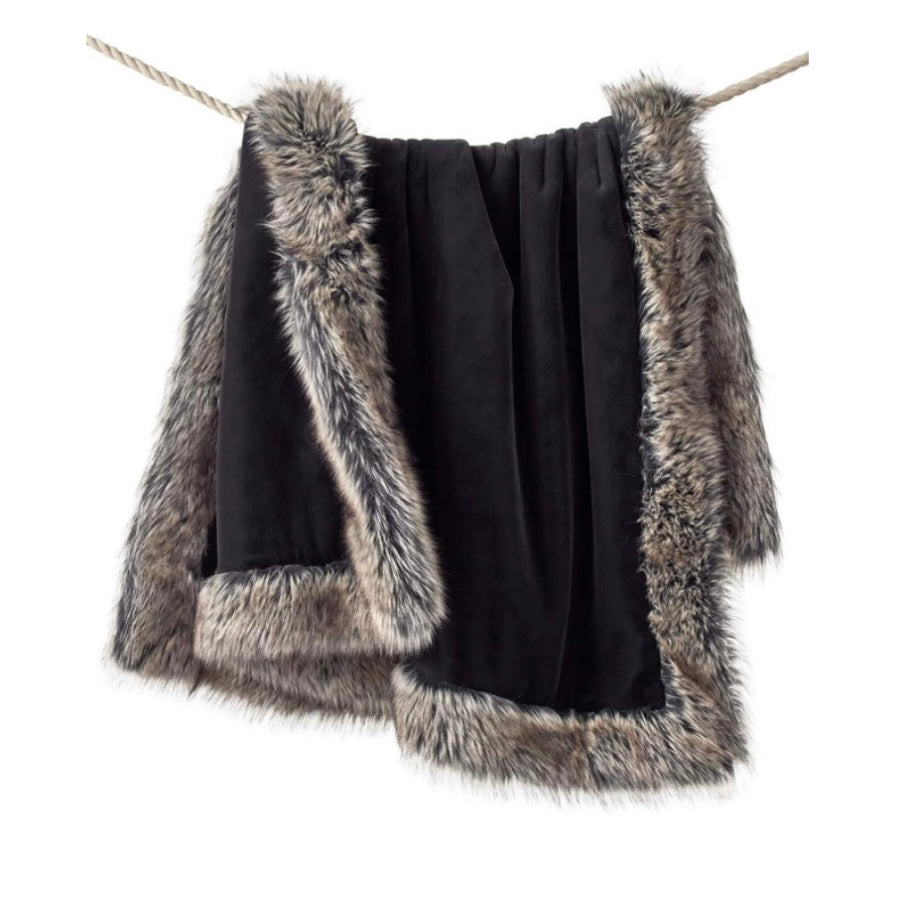Black Weighted Faux Fur Sheared Beaver Throw