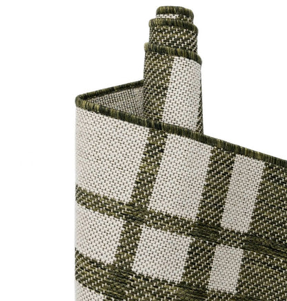 Green Outdoor Checkered Rectangle Rug
