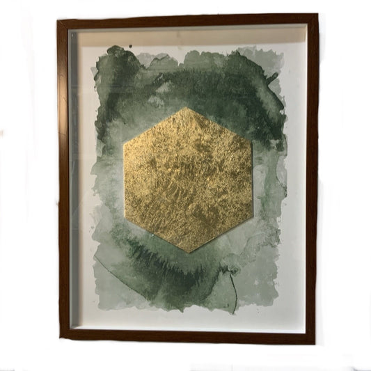 Green and Gold Abstract Mixed Media - Open Box