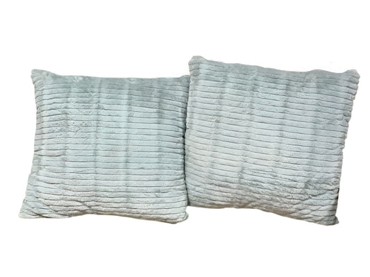 Set of 2 Aqua Faux Fur Pillows