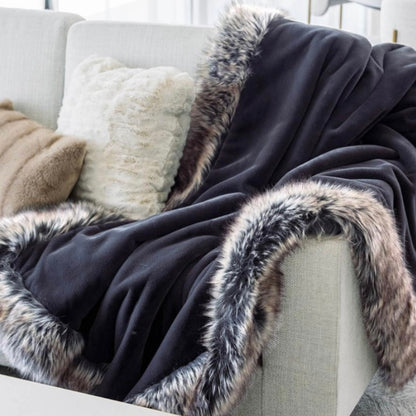 Black Weighted Faux Fur Sheared Beaver Throw