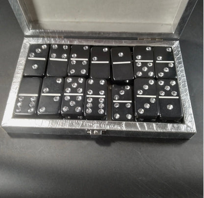 Domino set in silver carrying case