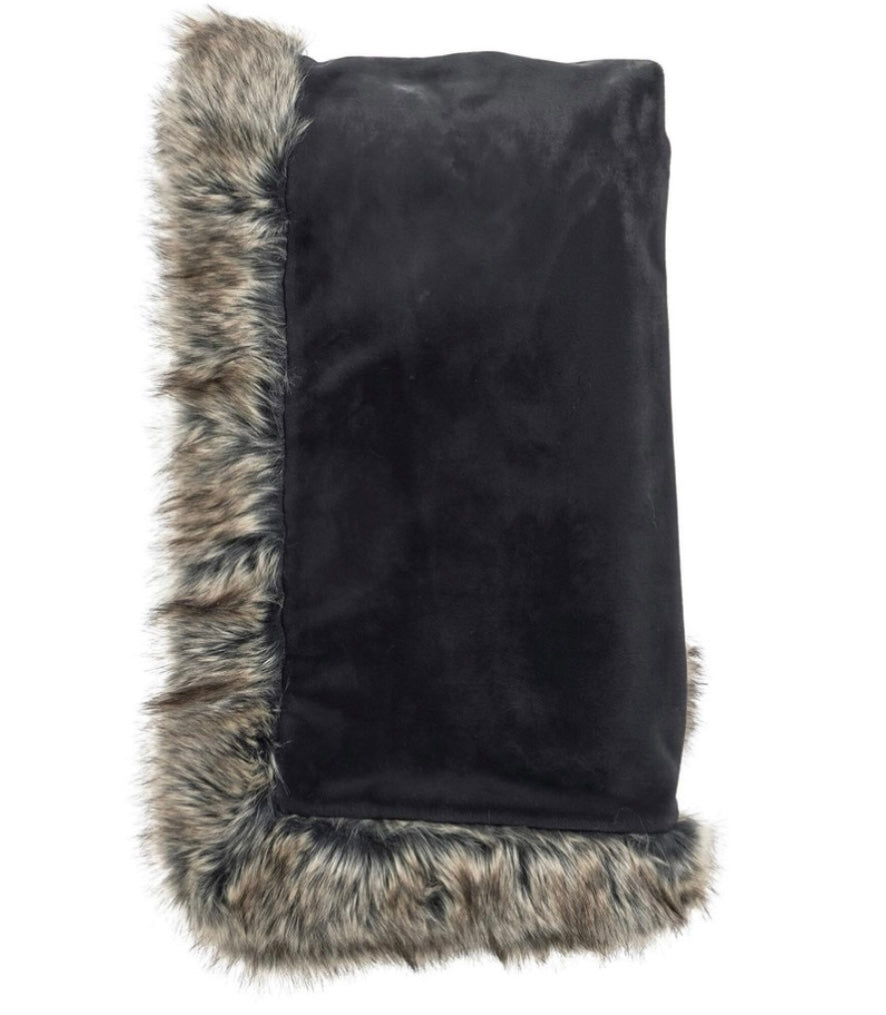 Black Weighted Faux Fur Sheared Beaver Throw
