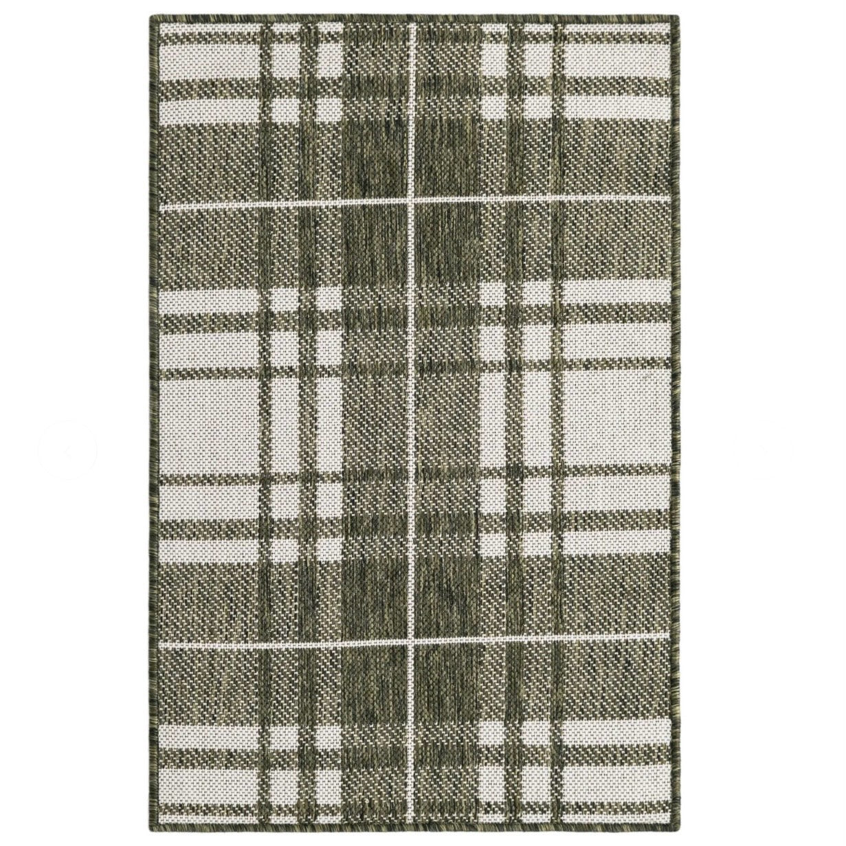 Green Outdoor Checkered Rectangle Rug