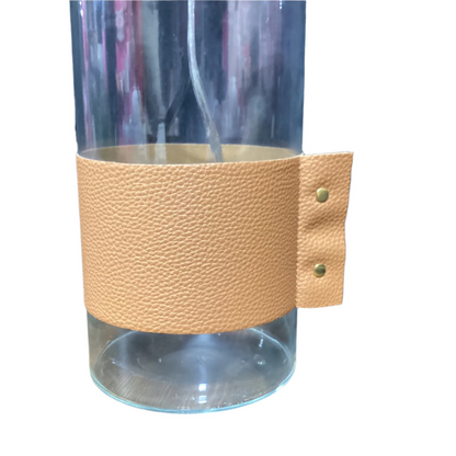 Glass and Leather table lamp set of 2