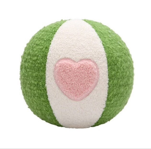 Round Pillow White Green Patchwork - Open Box