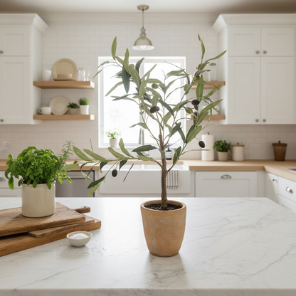 Faux Olive Tree In Ceramic Pot-Open Box