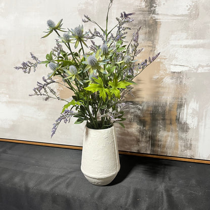 Textured White Vase with Mixed Faux Floral Arrangement-OPEN BOX