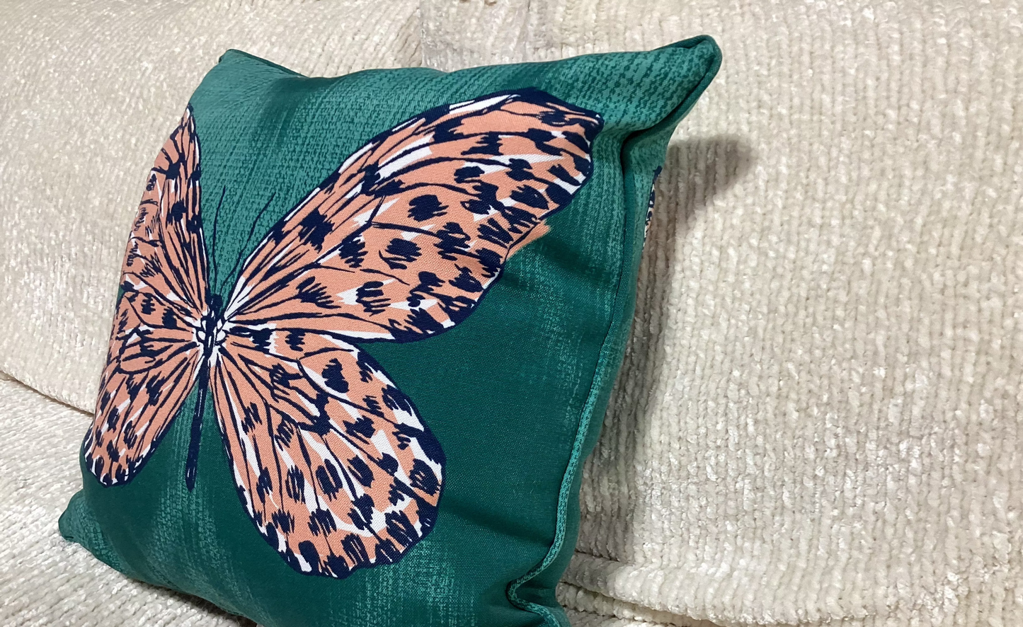 Green butterfly Outdoor Pillow -open box-