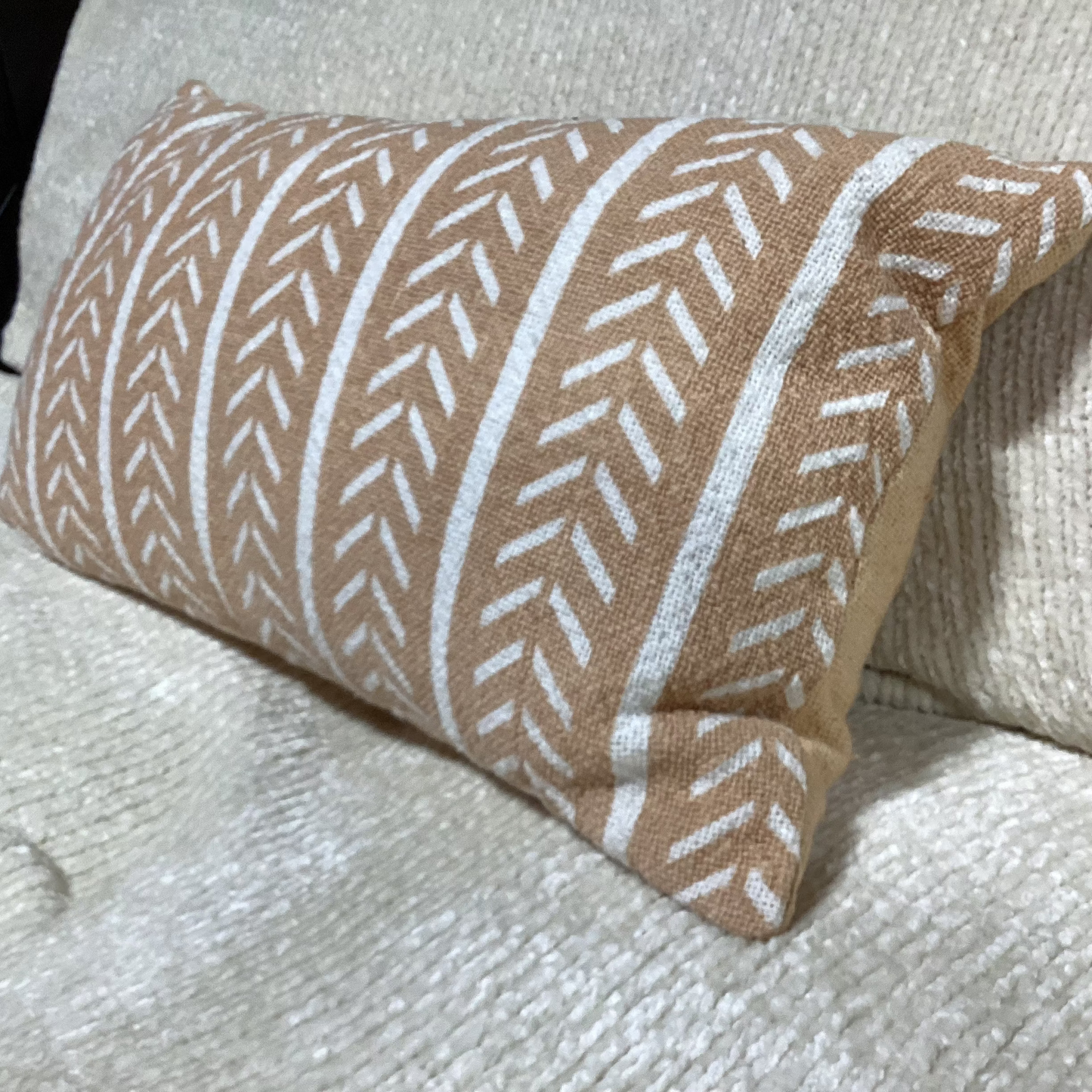 Peach & White Lumbar Pillow