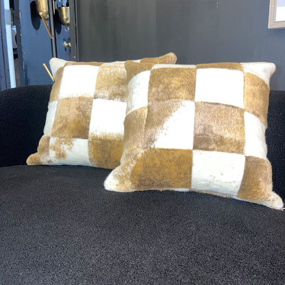 Faux Fur CowHide Pillow-SET OF TWO