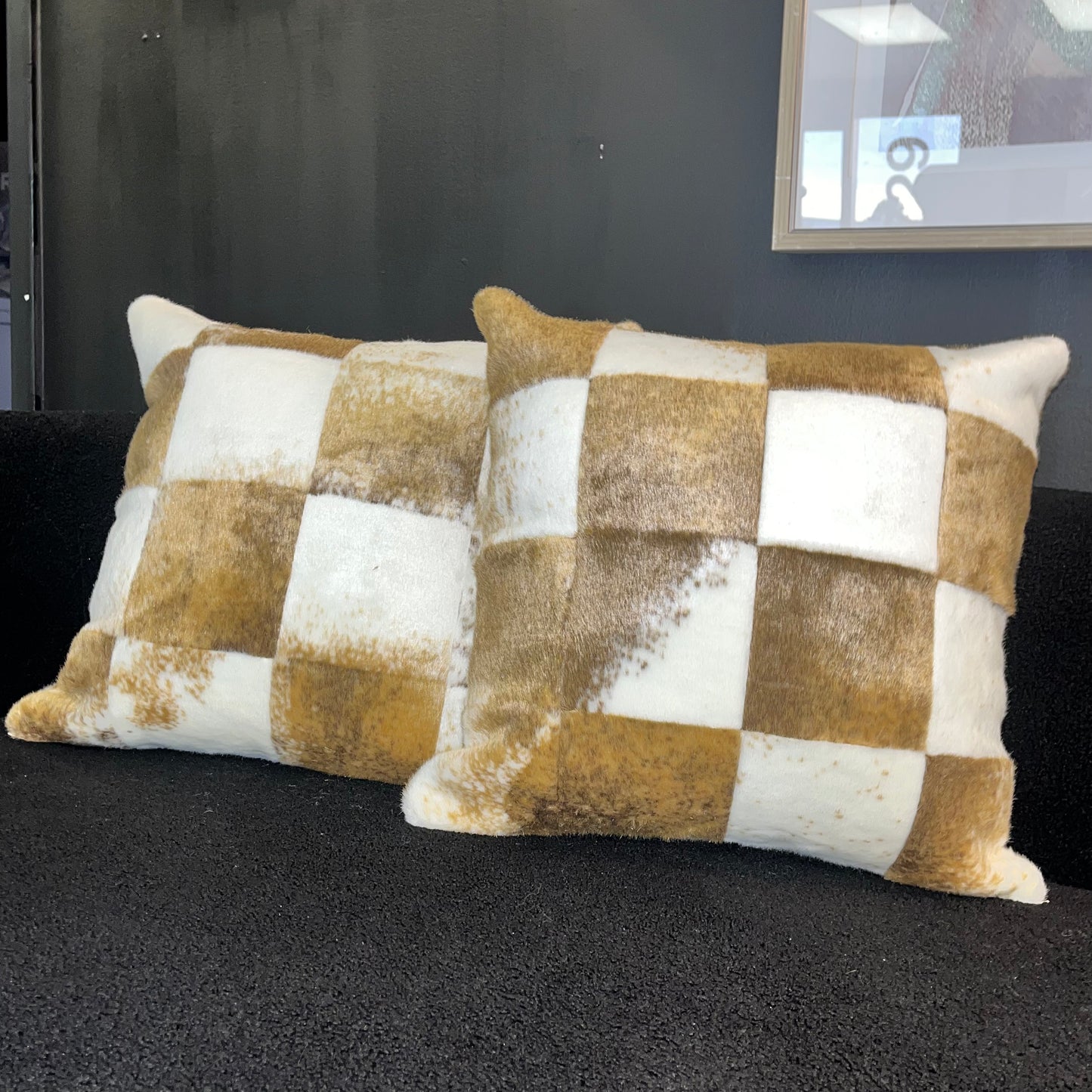 Faux Fur CowHide Pillow-SET OF TWO