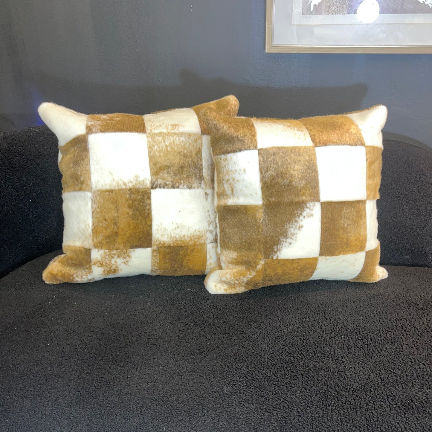 Faux Fur CowHide Pillow-SET OF TWO