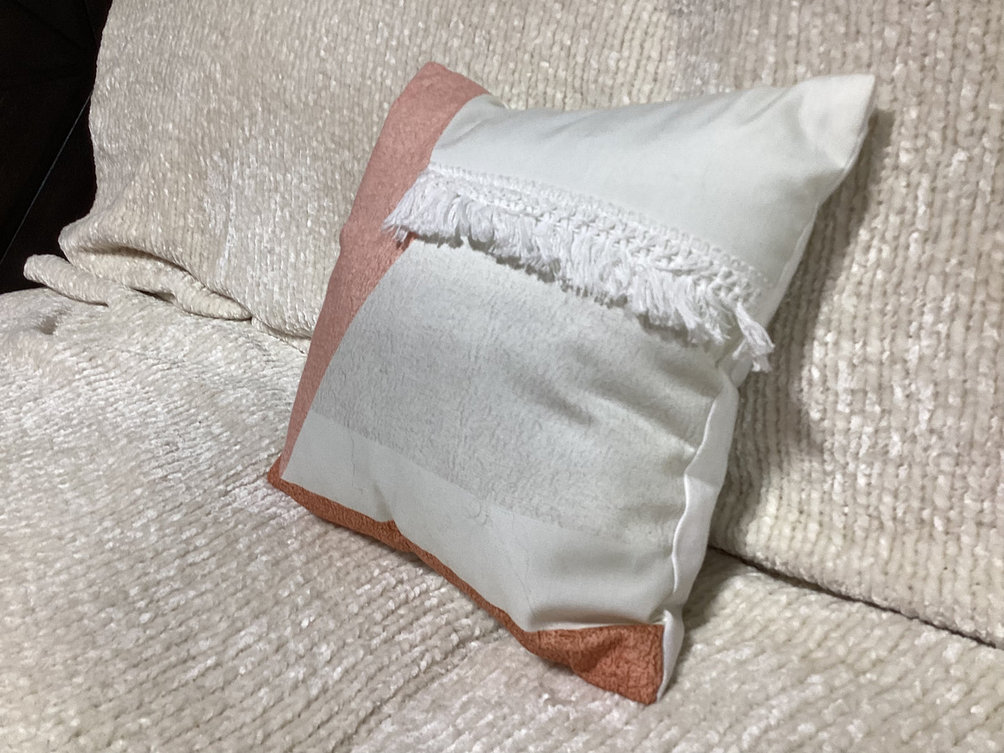 Small Orange, Peach, Cream Pillow-open box-