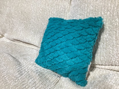 Small Teal Fuzzy Pillow -open box-