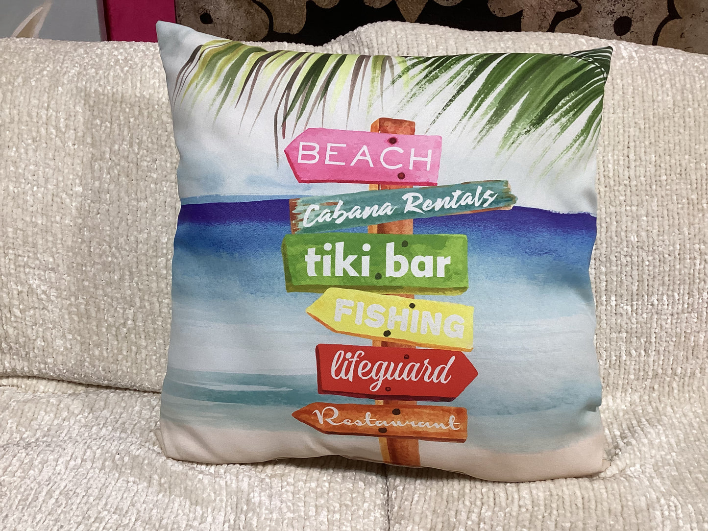 Outdoor Beach Themed Pillow-Open Box