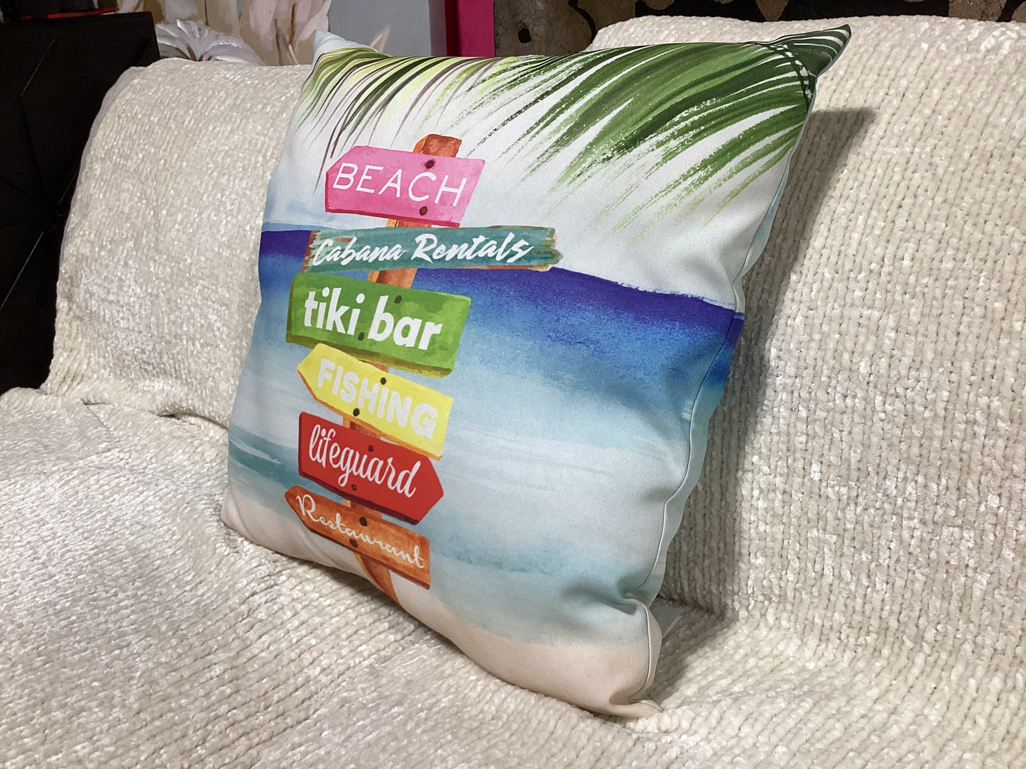 Outdoor Beach Themed Pillow-Open Box