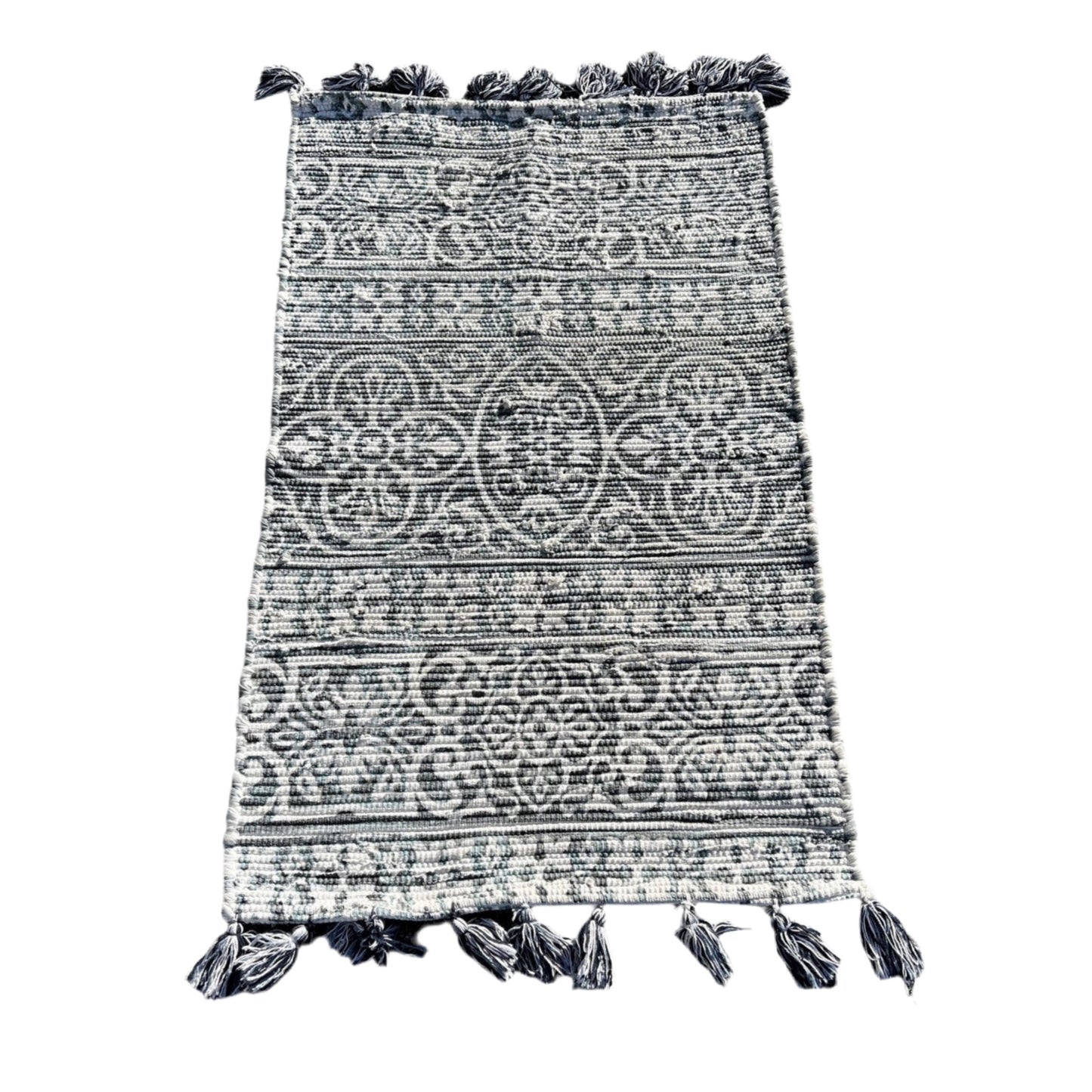 Medallion Jute Blue Patterned Rug (46”x27.5”)- Local Pick Up Only
