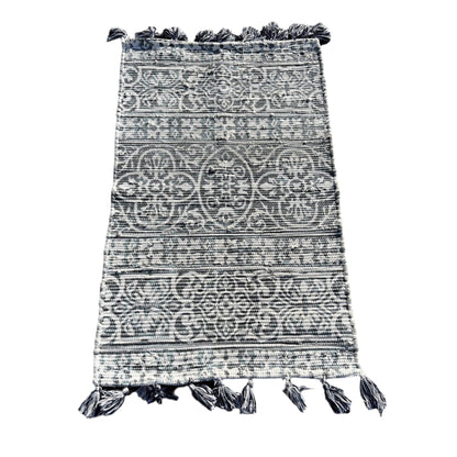 Medallion Jute Blue Patterned Rug (46”x27.5”)- Local Pick Up Only