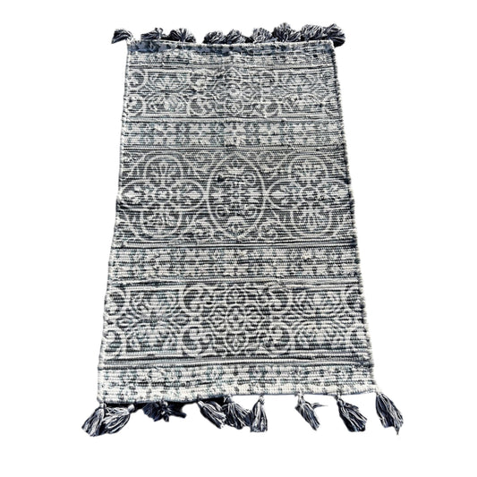 Medallion Jute Blue Patterned Rug (46”x27.5”)- Local Pick Up Only