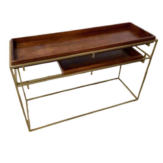 Gold metal and wood entry table- Local Pick Up Only