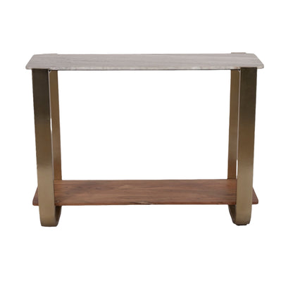 Marble Top Console, Gold Wood 31"