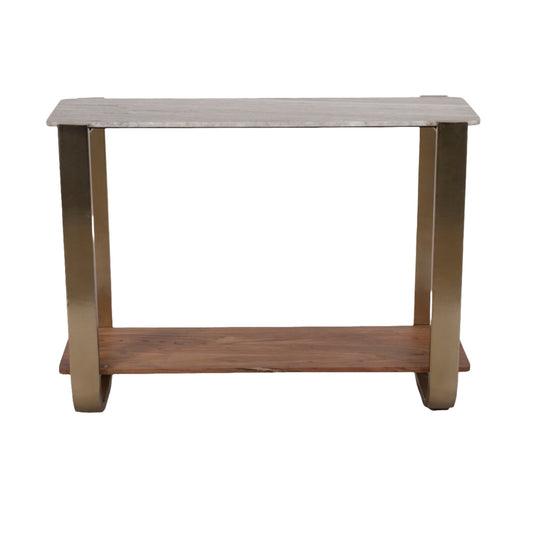 Marble Top Console, Gold Wood 31"