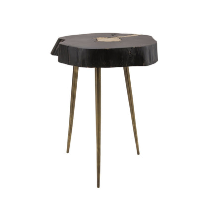 Timber Black and Brass Side Table