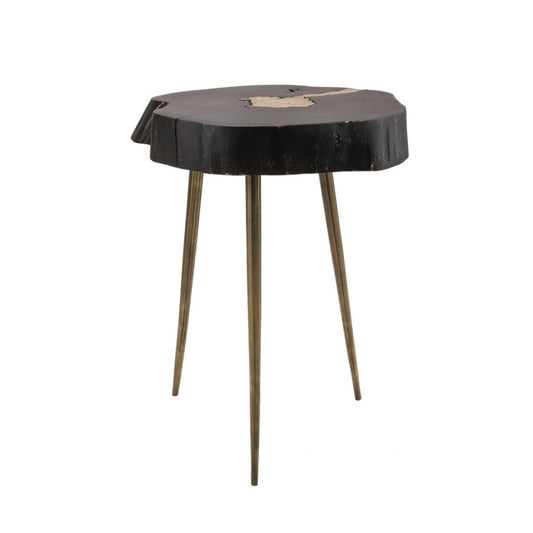 Timber Black and Brass Side Table