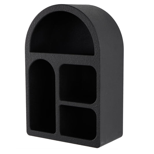 Black Wood Geometric 4 Shelf Wall Shelf