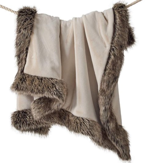 Ivory Faux Sheared Beaver Alpine Weighted Throw