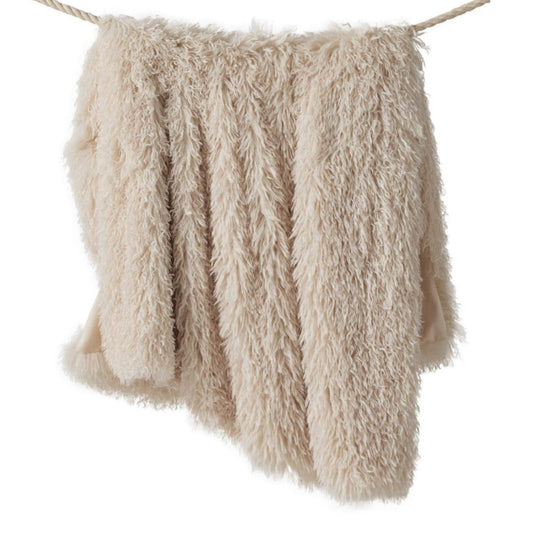Cream Mongolian Faux Fur Throws