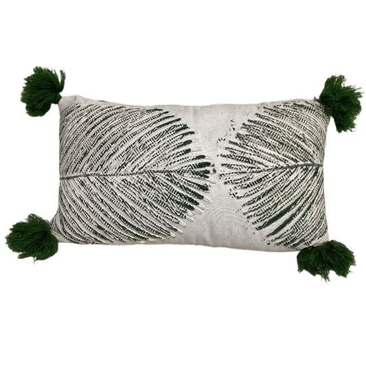 Green Leaf Pattern Pillow