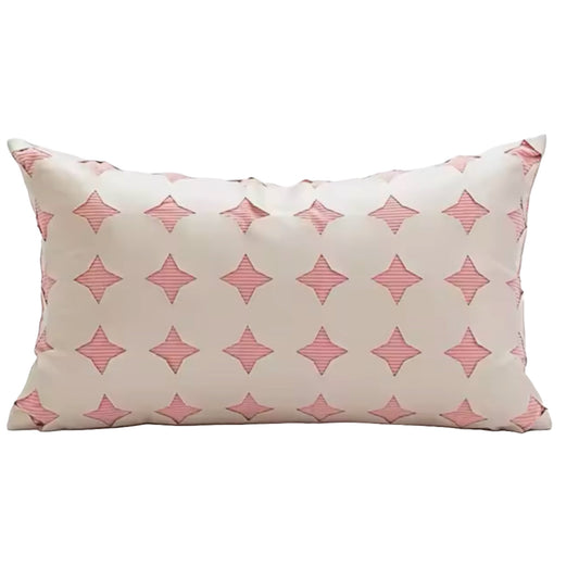Pink Corduroy Pillows W/ leather detailing - Set of Two -OPEN BOX