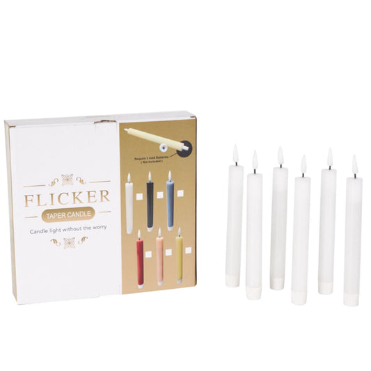 White Wax Indoor Outdoor Flameless Candle with Remote Control, Set of 6