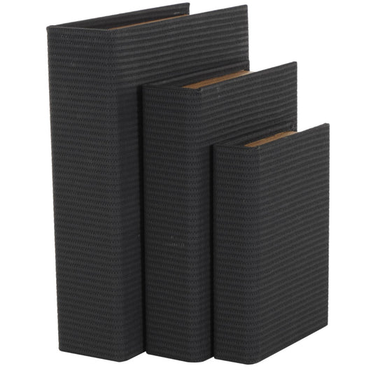 Black Faux Leather Book Shaped Box Set of 3
