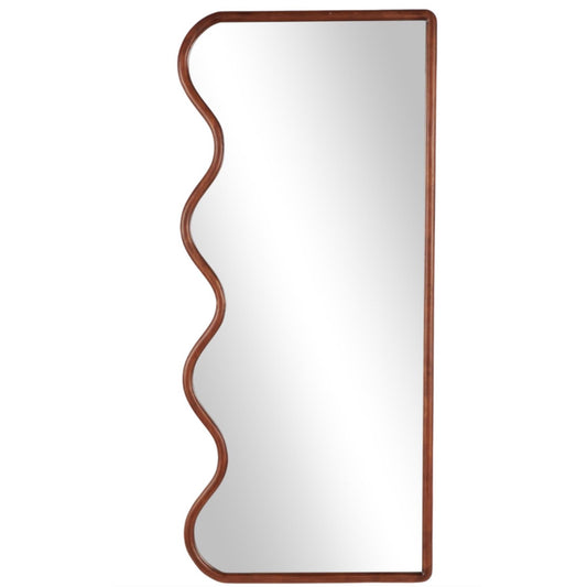 Brown Wood Wavy Wall Mirror