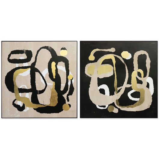 Fun And Whimsy Wall Art (Set Of 2) - 48" X 48" - Black Floater Frame