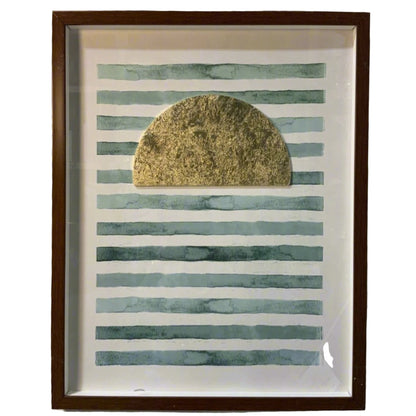 Green and Gold Striped Artwork- Open Box