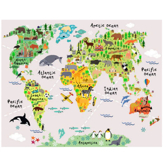 Kids Map of Earth wall art -local pick up only