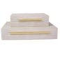 Faux Ivory Shagreen Leather Decorative Boxes-Set of 2