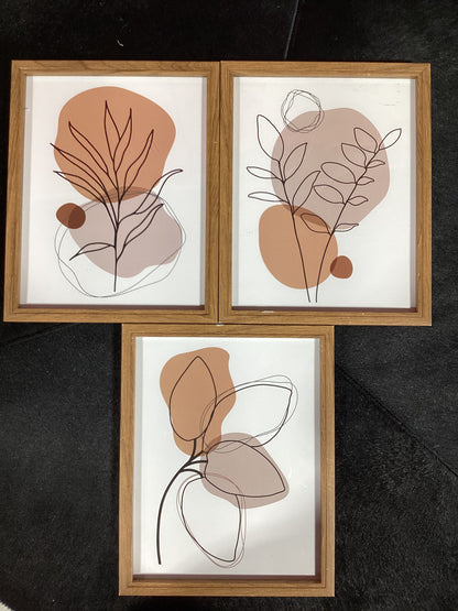 Brown abstract wall art -set of 3