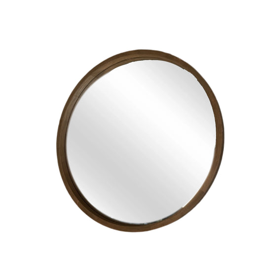 Round wood framed mirror - Open Box