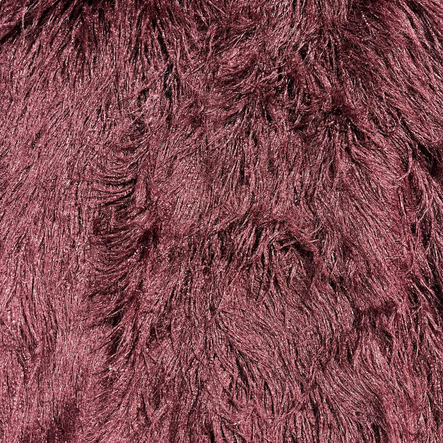 Long-Pile Faux Fur Throw-60" x 72" (Wine/Burgundy)
