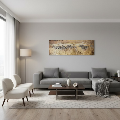 Striped Serenity: Metal Canvas Wall Art- Open Box