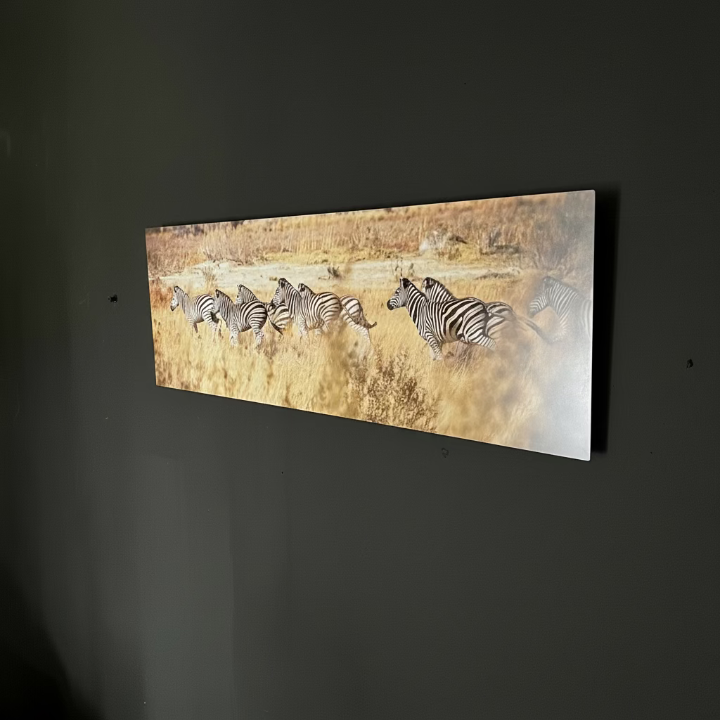 Striped Serenity: Metal Canvas Wall Art- Open Box