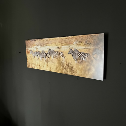 Striped Serenity: Metal Canvas Wall Art- Open Box