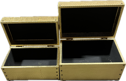 Gold Faux Leather Boxes Set of 2-Open Box