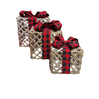 Rustic Plaid Gift Box Set of 3